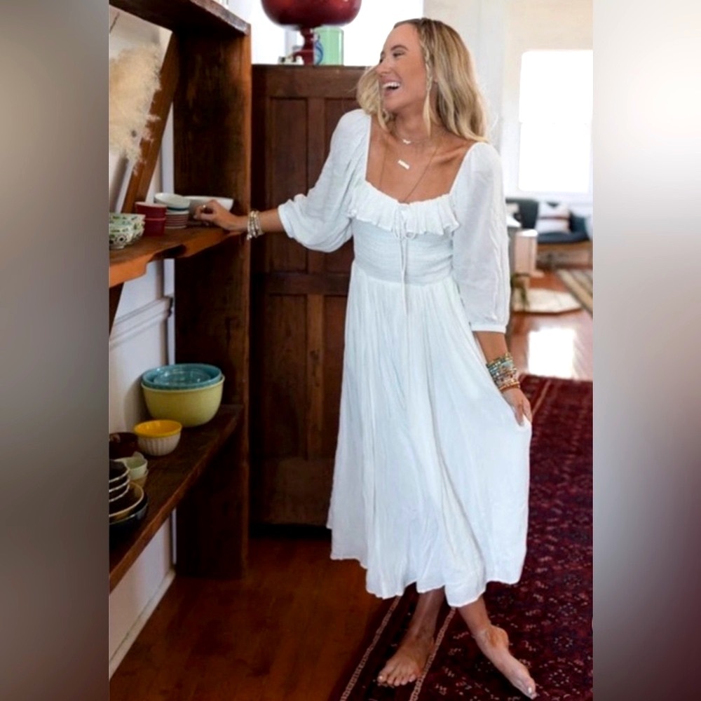 Neverland Smock White Midi Maxi Dress